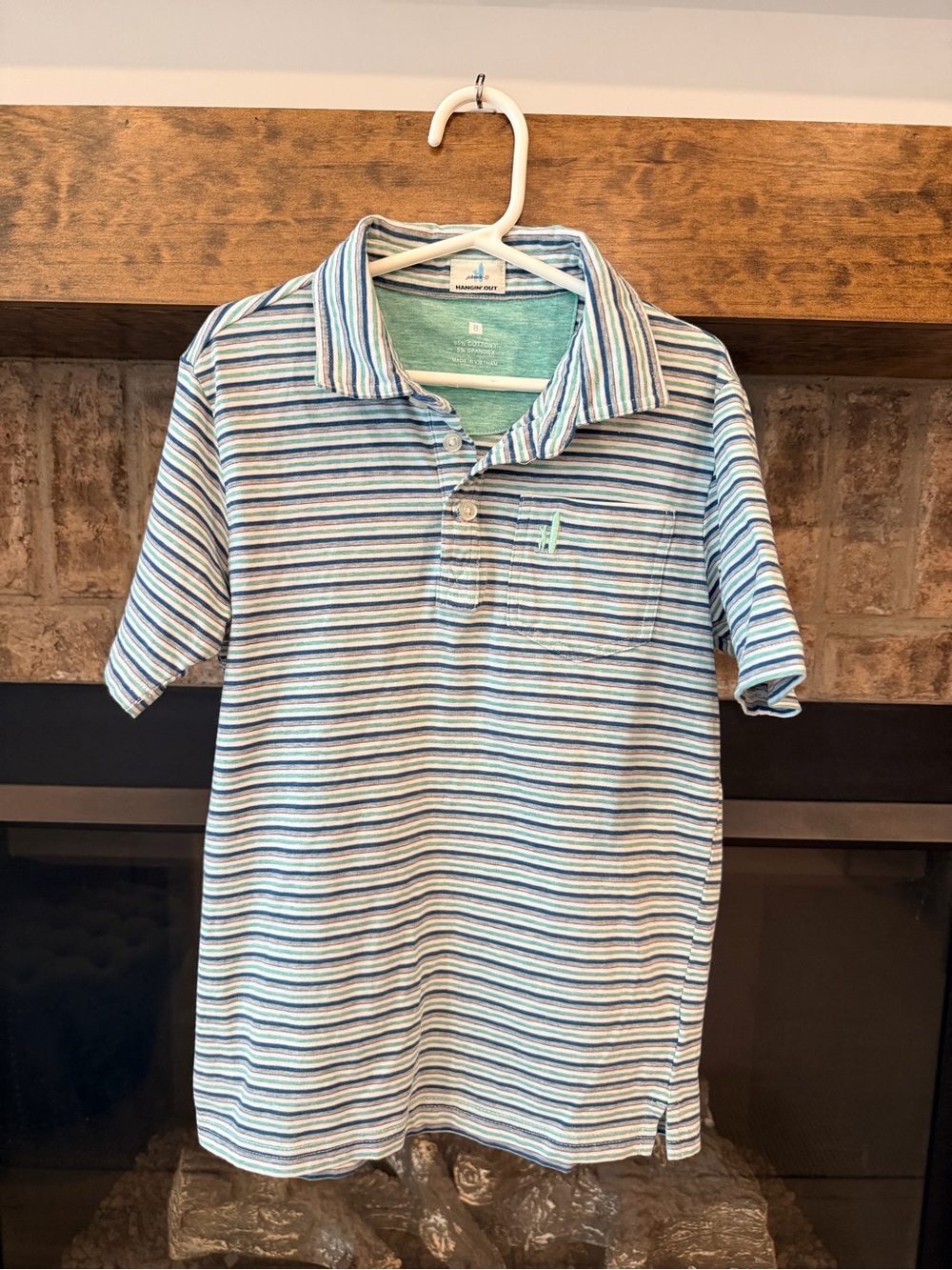 johnnie-O Boys Light Blue Striped Polo